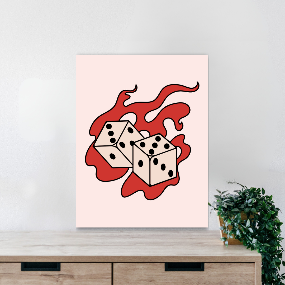 Dice On Fire Wall Art