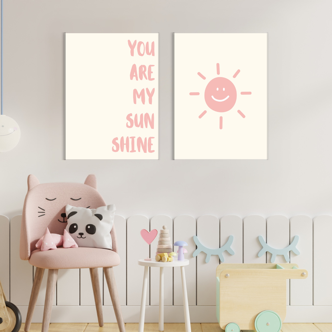 You Are My Sunshine 2 Piece Wall Collection (Pink)